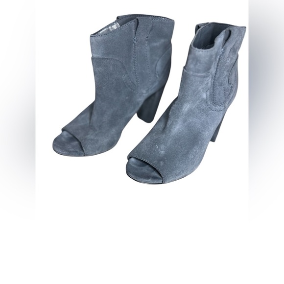 Vince Camuto Blue‎ Suede Chunky Heel Peep Toe Booties - Size 8.5 - Picture 5 of 7